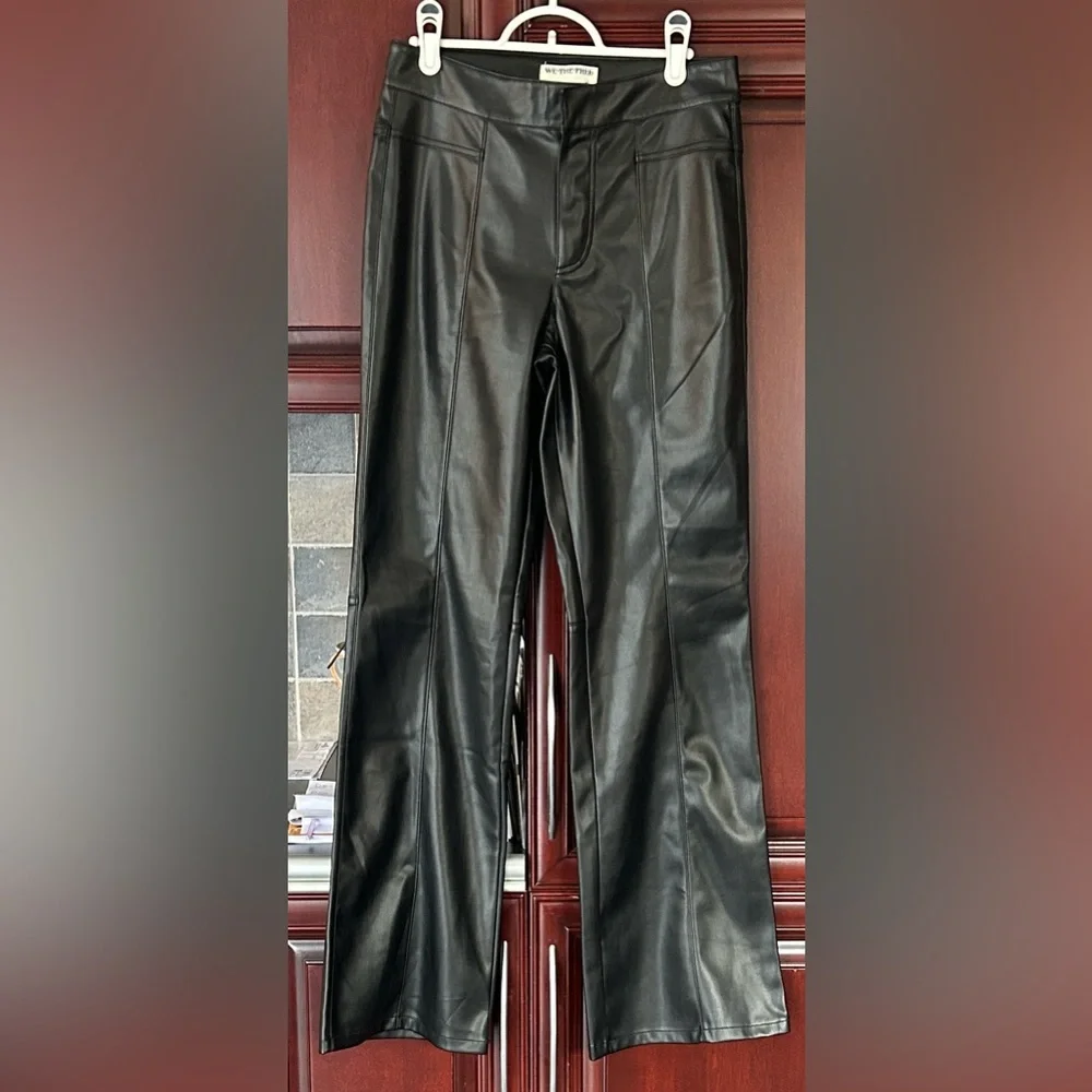 FREE PEOPLE x We The Free Uptown High Rise Black  Faux Leather Pant size 4 - Picture 7 of 10